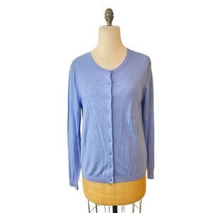 Lord & Taylor Hydrangea Swiss Dot Cardigan Sweater Large NWT